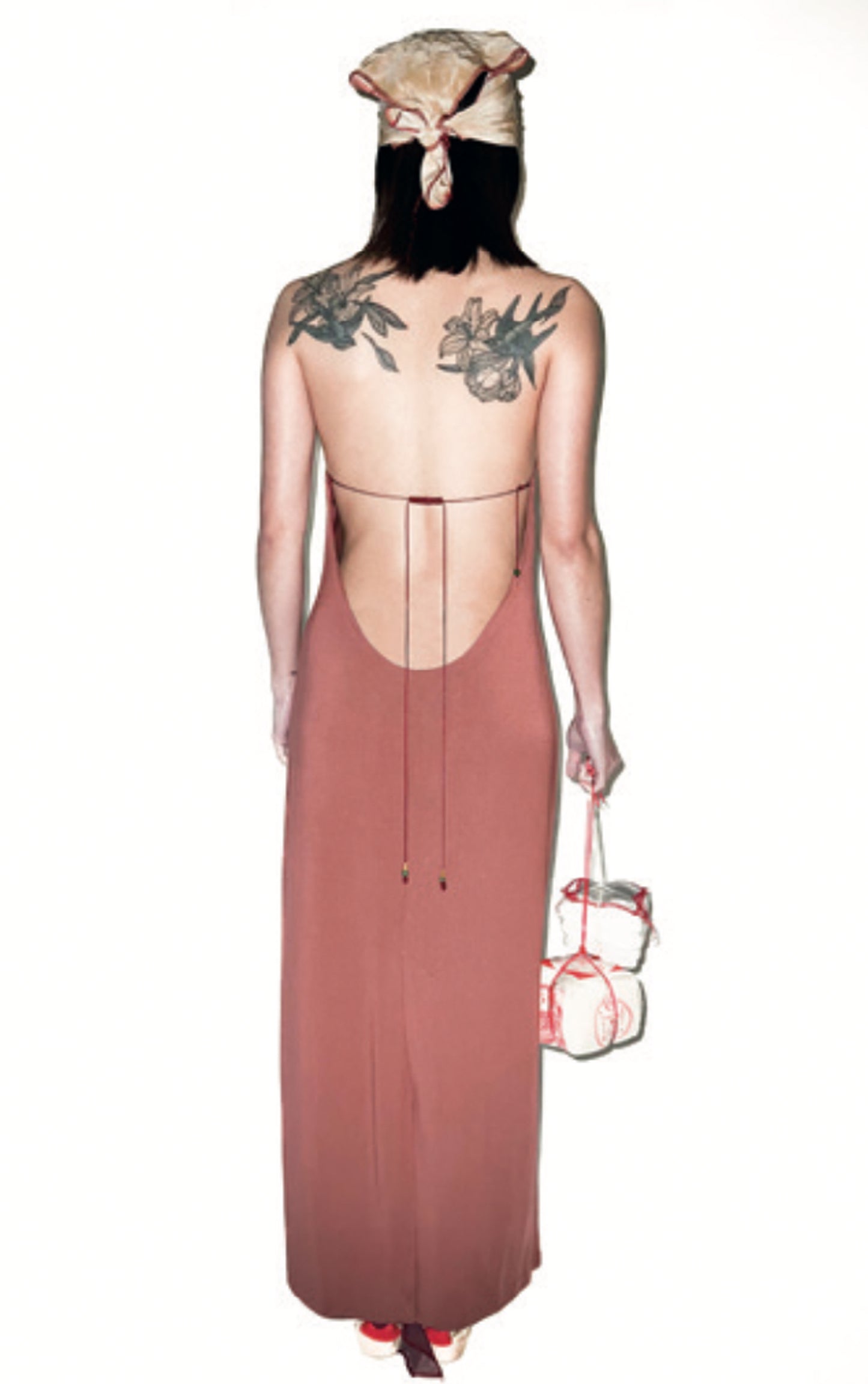 LUCKY KNOT HALTER NECK BACKLESS DRESS
