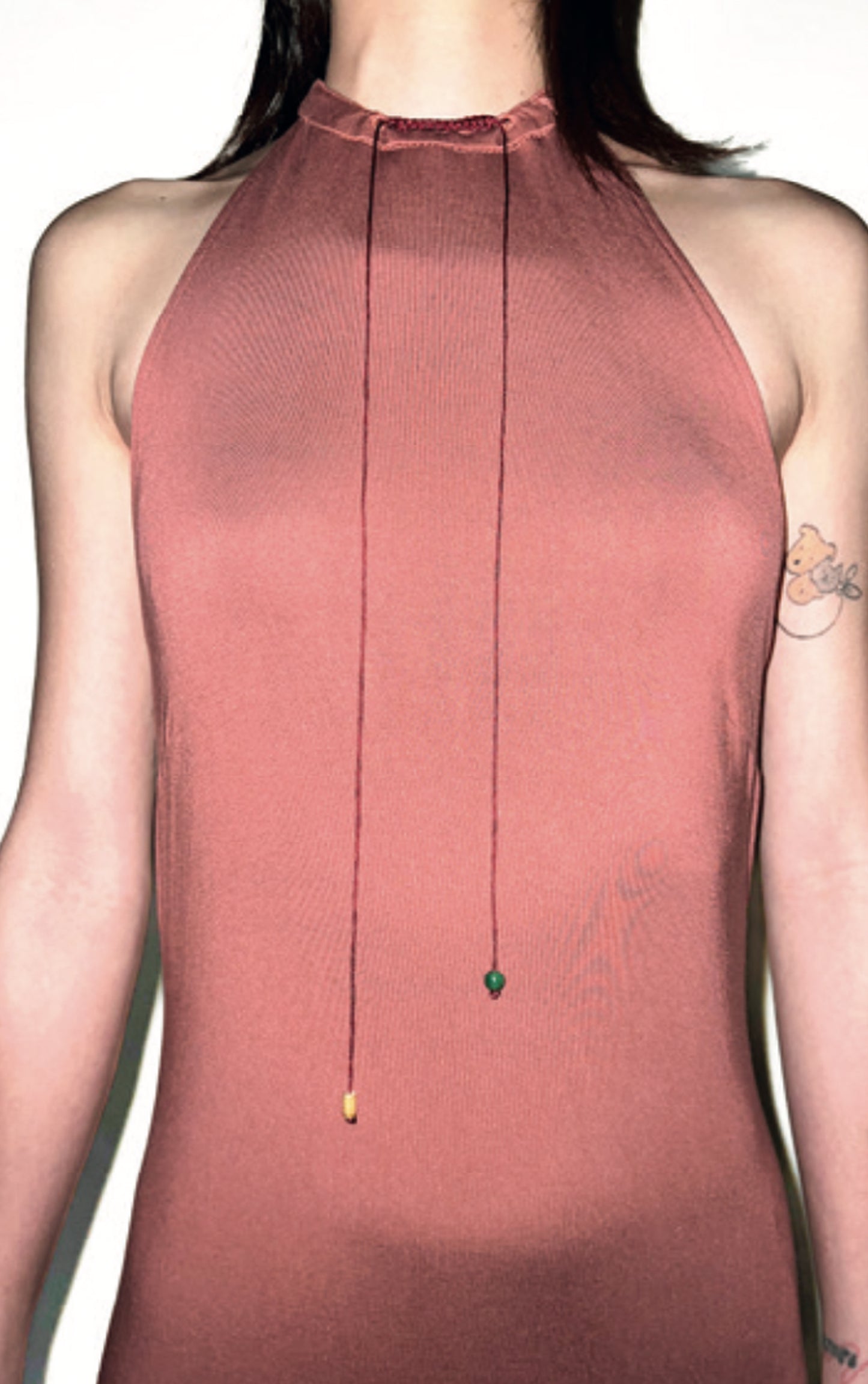 LUCKY KNOT HALTER NECK BACKLESS DRESS