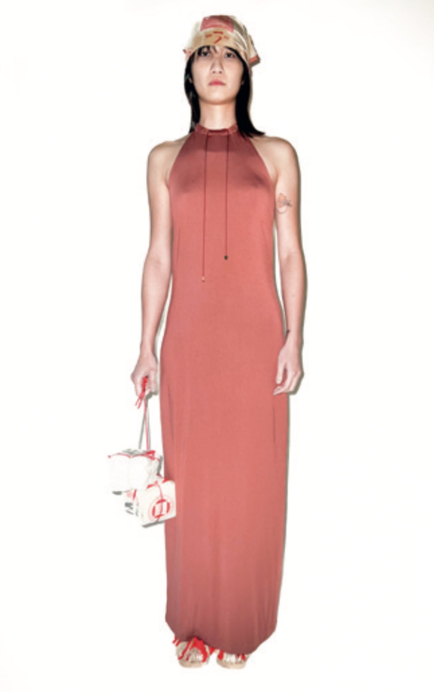 LUCKY KNOT HALTER NECK BACKLESS DRESS