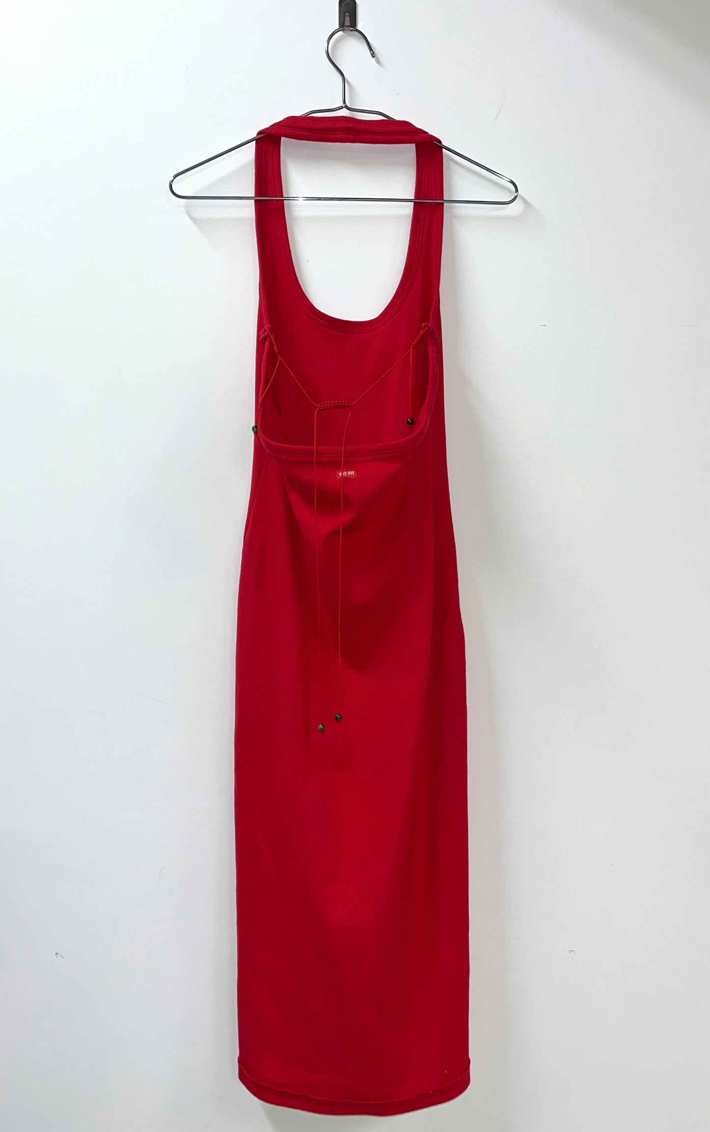 LUCKY KNOT RIB HALTER NECK DRESS